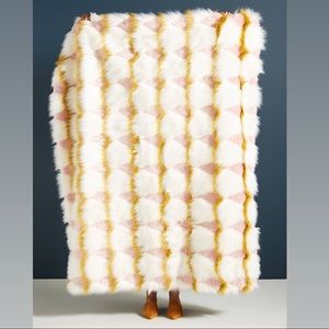 Anthropologie Coren Faux Fur Throw Blanket
